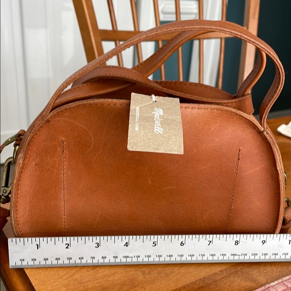 Tan Leather Crossbody Bag with Gold Hardware